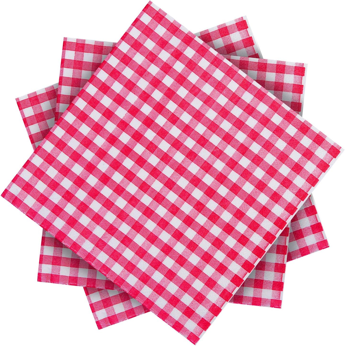 Aneco 60 Pack Red and White Plaid Papers Napkins Luncheon Napkins for