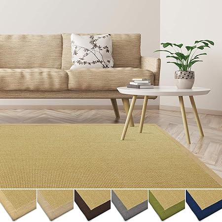 Tappeti Naturali Antiumido Antiscivolo Antistatici Tappeto Sisal 100 Fibra Naturale Con Bordi Su Tinta 70x130 Cm