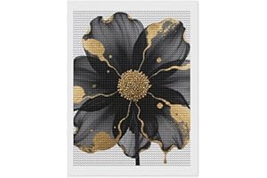 FodPand Black Gold Flower 5D Diamond Painting Kits for Adults Beginners Full Drill Round Diamond Dots Pictures Gem Art Suppli