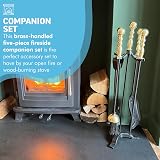 Thorness 5-Piece Fireside Companion Set Black Brass Handle 61cm Wood Burner view 2
