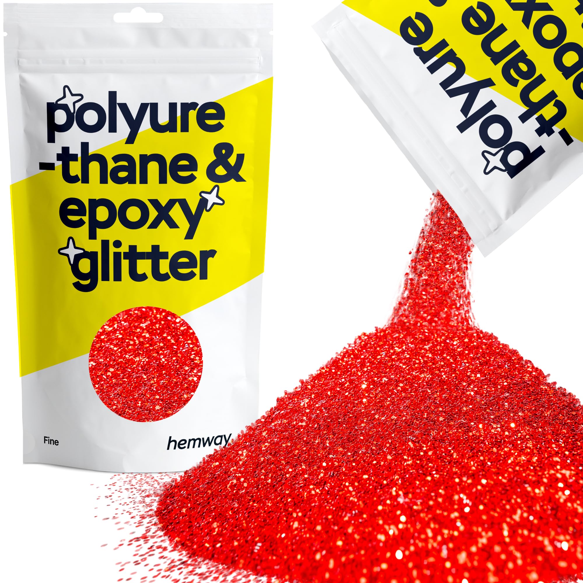 Hemway Resin Glitter Red 100g Fine | Polyurethane & Epoxy Glitter for Resin Crafts, Tumblers, Coasters, Floor & Table Art