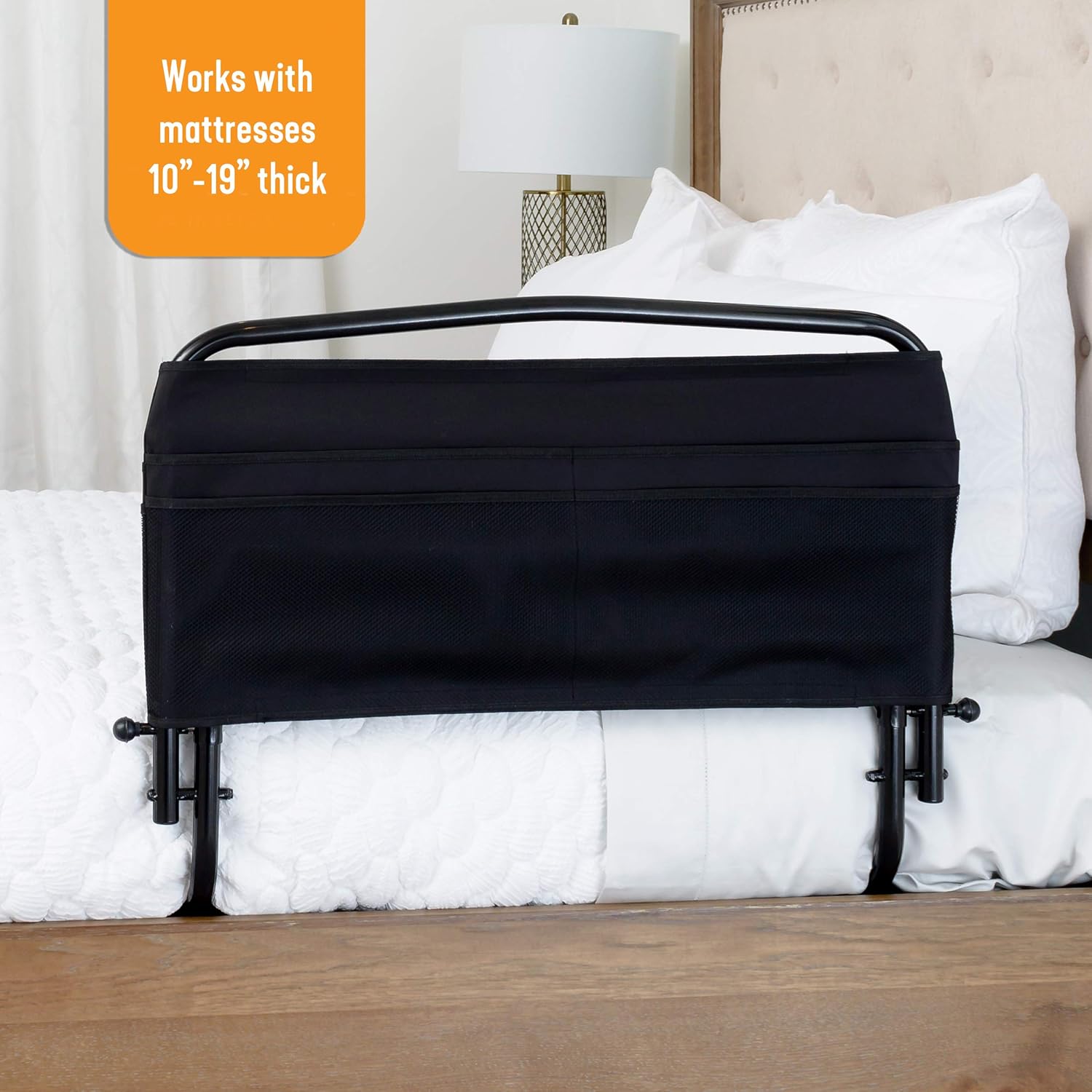 Stander 30" Safety Bed Rail, Adjustable Bed Rail for Elderly Adults, Bed Safety Rail with Padded Organizer Pouch: Health & Personal Care