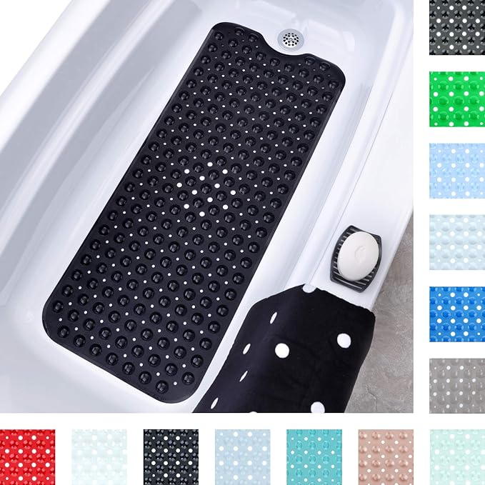 SlipX Solutions Extra Long Vinyl Bath Mat (Black, 99cm X 40cm) Amazon.ca Home & Kitchen