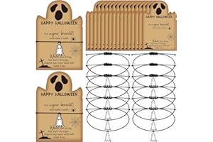 Loetere 40 Sets Halloween Pumpkin Ghost Charm Wish Bracelet with Greeting Card Halloween Pumpkin Gifts for Women Girls