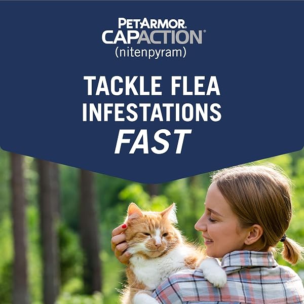 PETARMOR CAPACTION (NITENPYRAM) ORAL FLEA TREATMENT FOR CATS, CAT FLEA TREATMENT PILL, FAST ACTING TABLETS START KILLING IN 30 MINUTES, 2-25 LBS, 6 DOSES