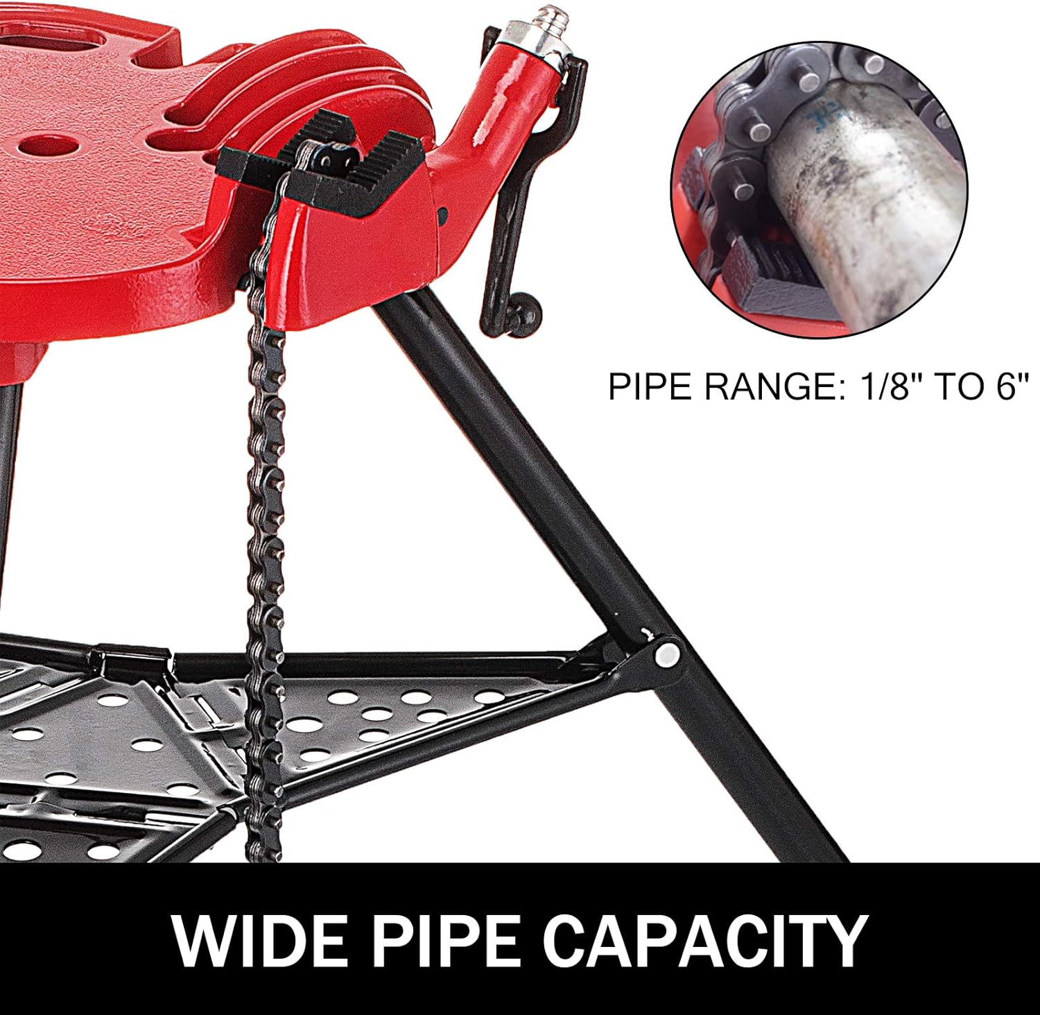 Portable 460 6" Tripod Pipe Chain Vise Stand w/ Large Base Overhangs
