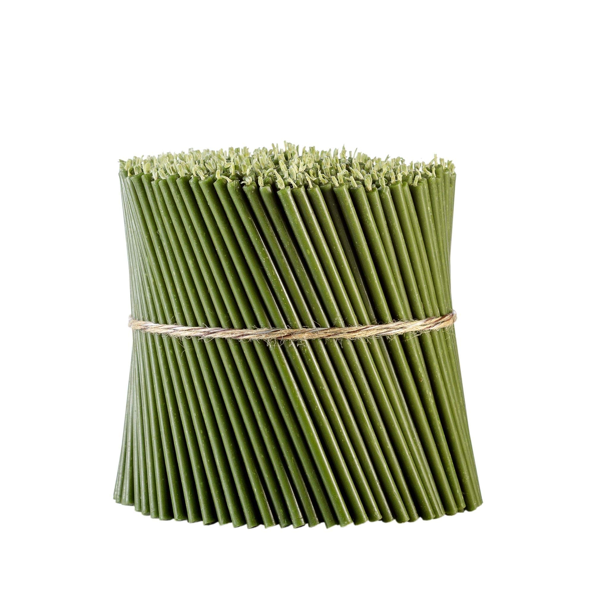 Danilovo Thin Taper Beeswax Candles - Honey-Scented, Decorative Candles Ideal for Birthday Decoration or Church Prayers - Green Drip Free, Tall & Smokeless Pack of 50 pcs, 16,5 x 0,57 cm