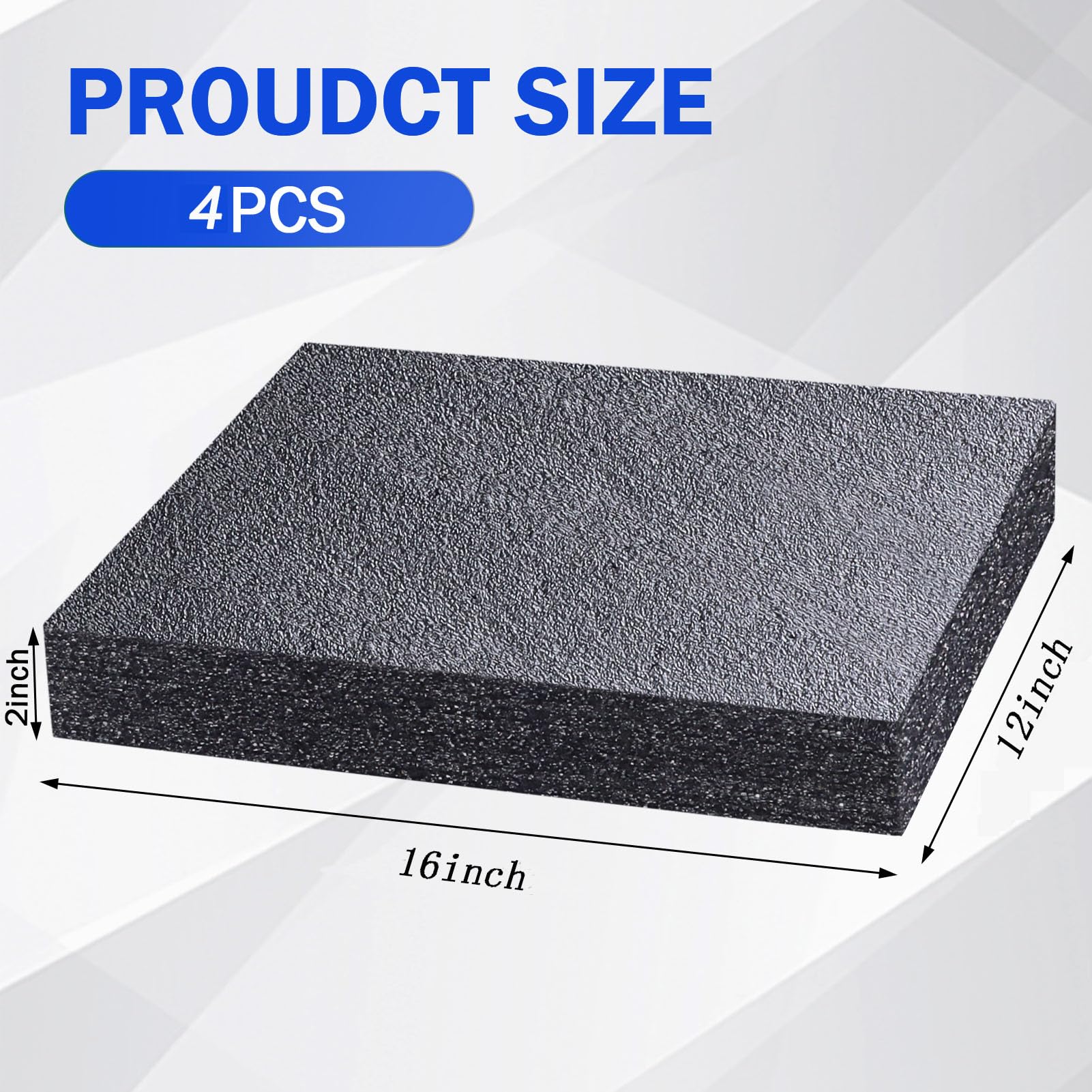 2 Pcs Polyurethane Foam Sheet 12 x 10 x 2.125 inch High Density Foam Board Insert Cuttable Packing Foam for Cases, Packing Foam Pads for Toolbox Camera Storage and Crafts (Black)