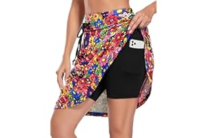 BLEVONH Women's Golf Skirt 20" Knee Length Skorts Skirts Drawstring Waist Tennis Skirts with Pockets