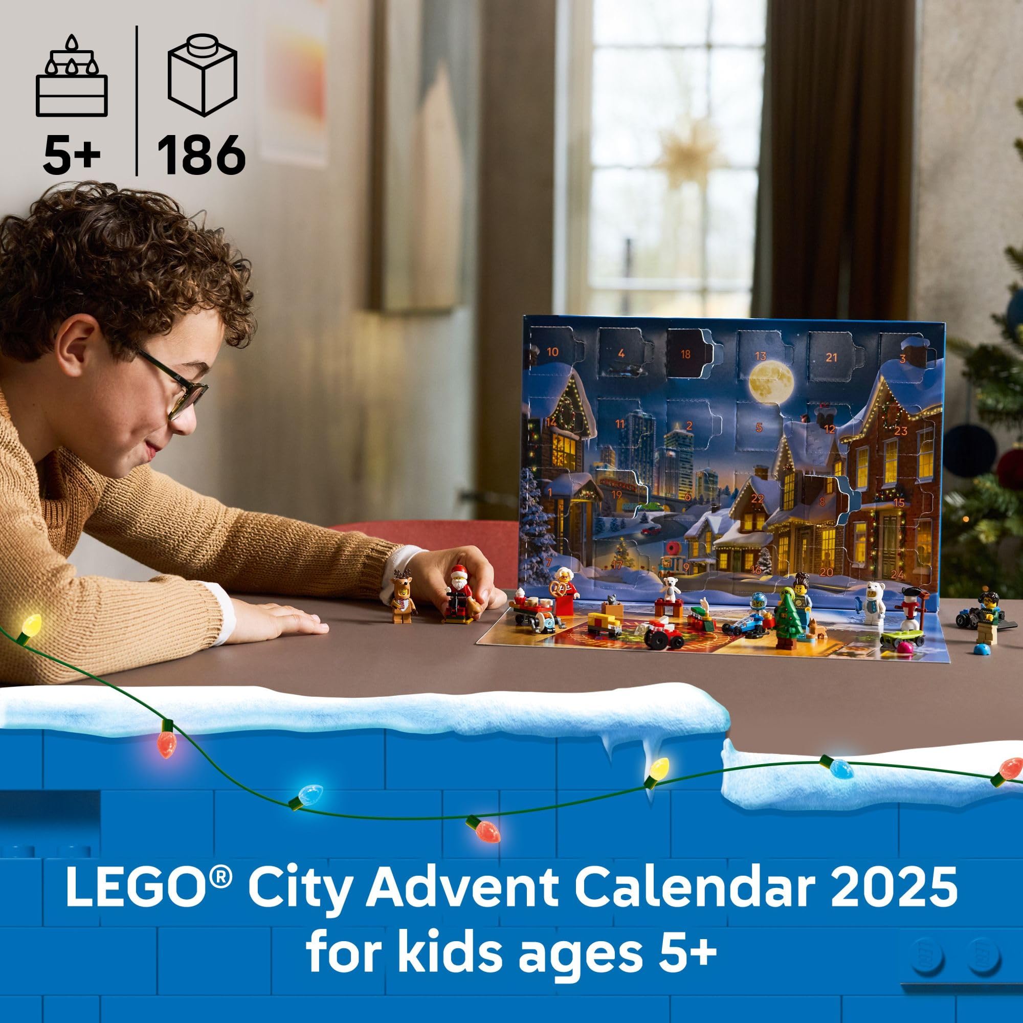 LEGO City Advent Calendar 2025 Kids Toy - Holiday Countdown Playset W/Santa & Mrs. Claus Minifigures for Boys & Girls, Ages 5+ - 24 Buildable Surprises - Gift Idea for Christmas - 60475