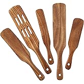 MESSON Wooden Spurtle Set, 5 Pcs Premium Wood Spurtles Kitchen Tools Wooden Spatula Spoons Utensils Set for Nonstick Cookware Instant Pot Cooking Baking