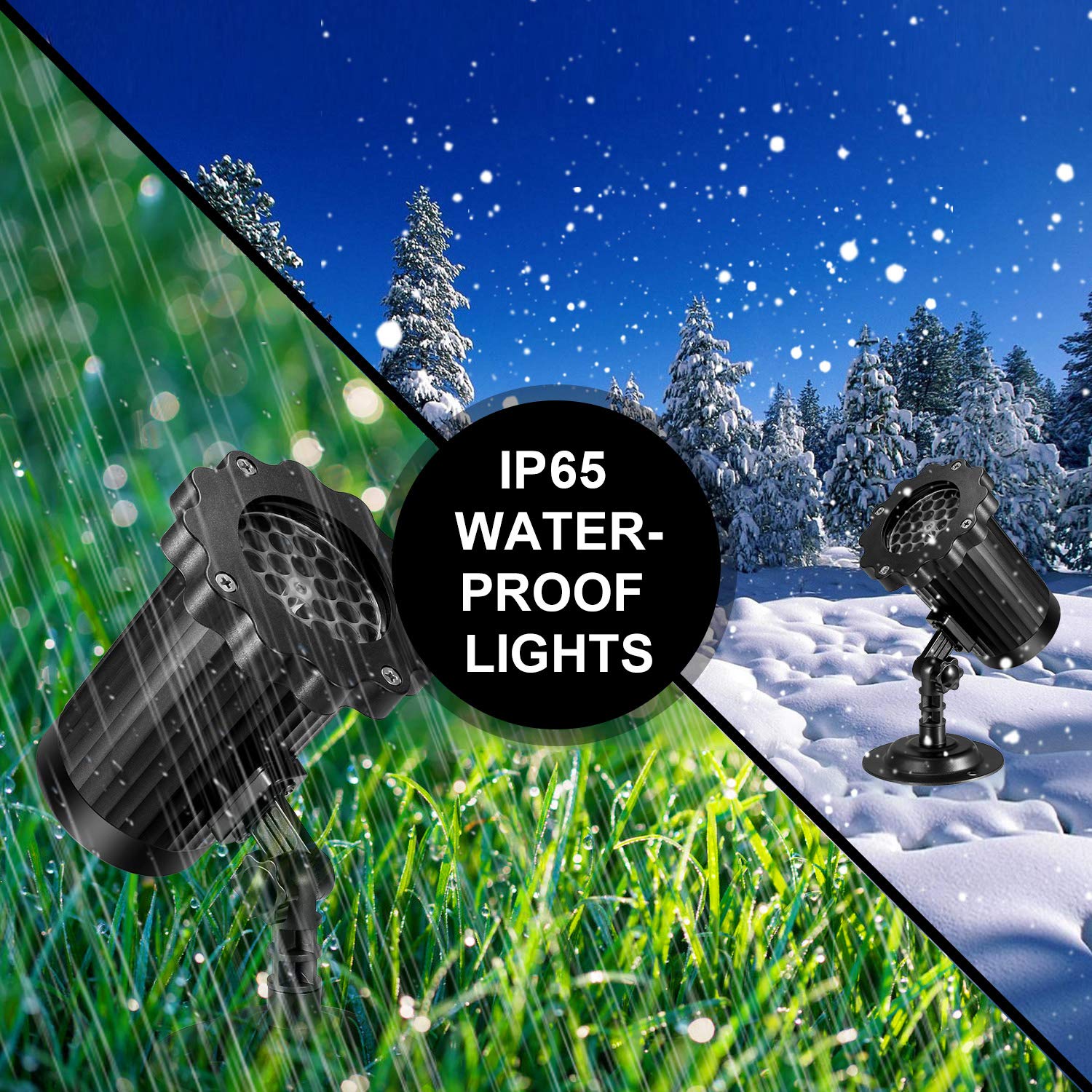 Snowfall Projector Lights, Enow Xmas Snow Falling Night Projection Lamp Waterproof Outdoor Indoor LED Snow Spotlight for Home Party Garden Halloween Holiday Landscape Decorations Remote Control