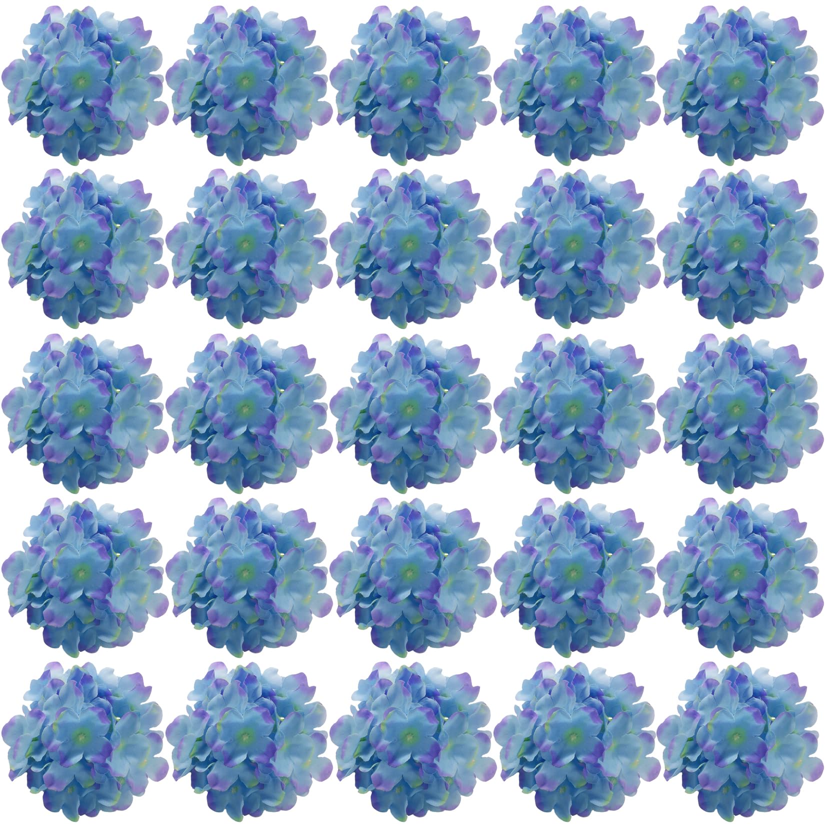 FagusHome 30 Pcs Silk Hydrangea Heads Artificial Flowers Heads and Stems Fake Hydrangea Flowers for Home Wedding Decor (Blue Purple)