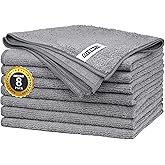 FIXSMITH Grey Microfiber Cleaning Cloth -Pack of 8, Highly Absorbent Cleaning Rags, 16"X12" All Purpose Cleaning Towels for H