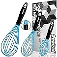 Anaeat Silicone Balloon Whisk, Perfect for Non-Stick Cookware, Milk and Egg Beater Blender, Heat Resistant Kitchen Whisks for Whisking, Cooking, Baking, Beating, Frothing & Stirring (Blue)