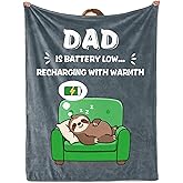 SCZQOVR Funny Birthday Gifts for Dad,Dad is Battery Low Blanket 60" x 50",Present for Dads, Father, Daddy from Daughter Son Wife,Practical Blanket Throw for Napping or Travel, for Dads