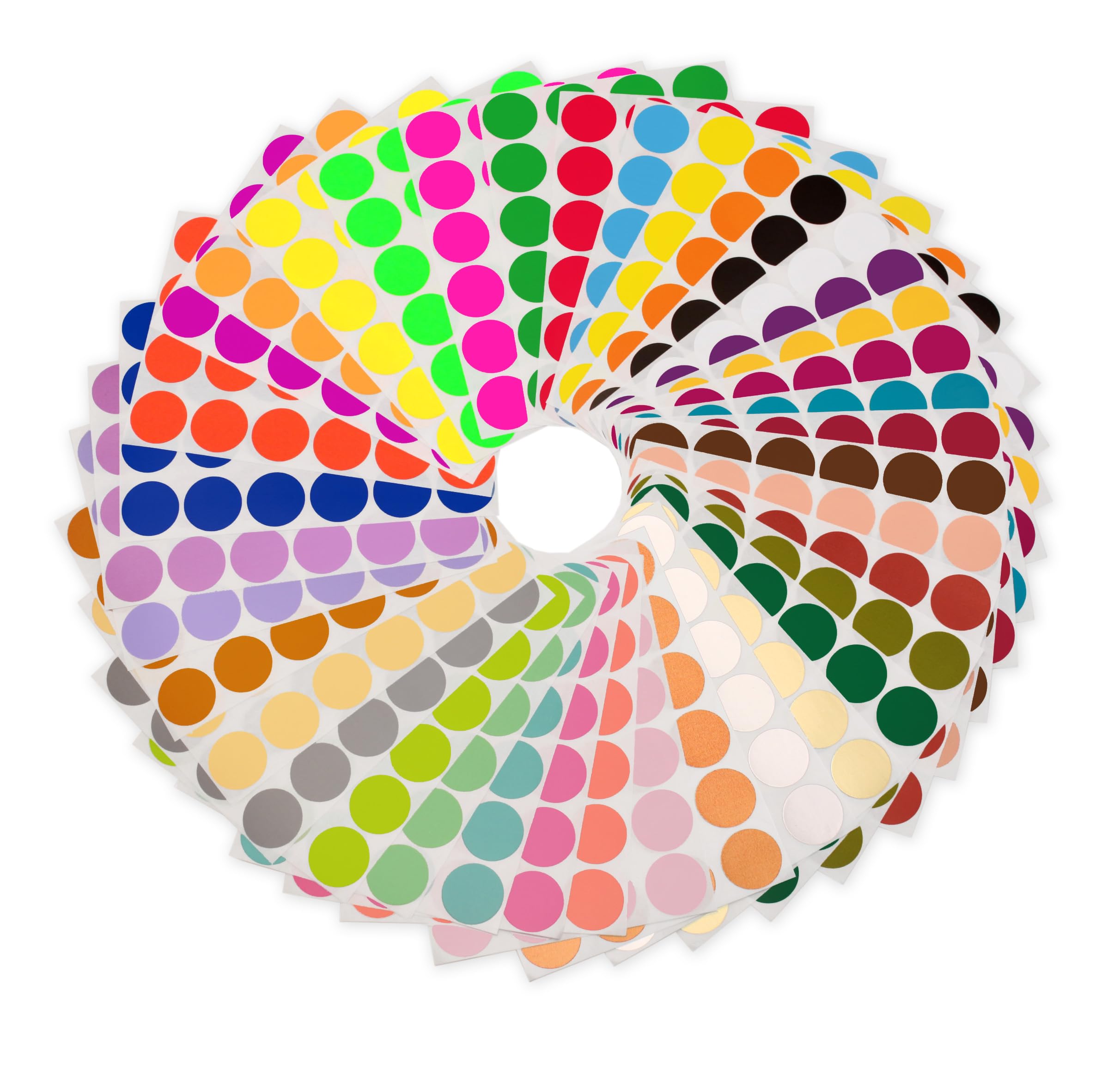 ChromaLabel 19mm Permanent Colour Code Dot Stickers, 38 Assorted Colours