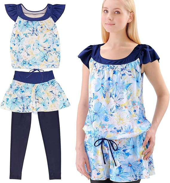 Amazon Co Jp Uv対策 身体のラインを隠すデザイン水着 ブラウジング