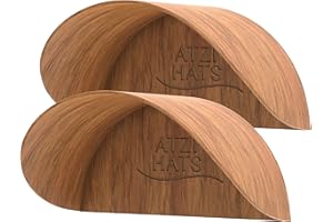 Atzi Hats Cowboy Hat Rack Hanger 2 Pack Wall Mounted Hat Hanger Hooks Baseball Cap Fedora Western Trucker Wall Holder Hat Organizer Display Racks Headphones Towel Minimalist Décor Walnut Wood