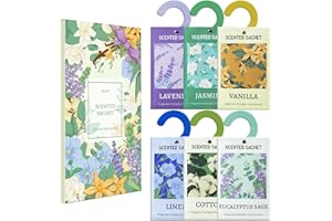 STRN Sachets for Drawers and Closets, Sachets, Closet Sachets, Scented Sachets for Mom, Linen, Lavender, Cotton, Vanilla, Eucalyptus & Sage, Jasmine(6 Packs)