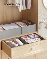 SONGMICS Drawer Organisers 12 Pack Foldable Fabric Storage Boxes Dove Grey view 2