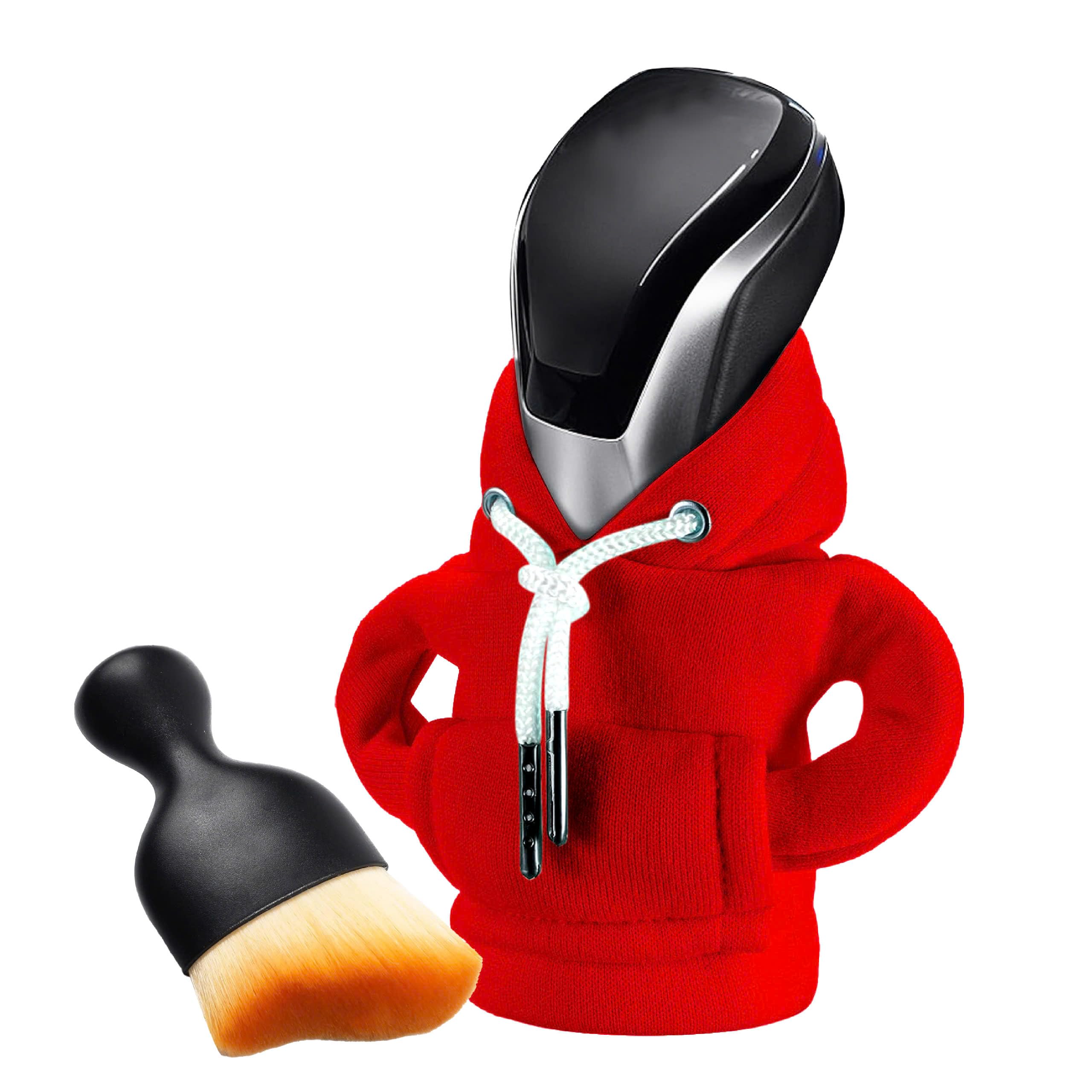 Photo 1 of **MISSING BRUSH** TAYDOIBAN Gear Shift Hoodie, Gear Shift Cover, Universal Car Shift Knob Hoodie, Mini Hoodie for Car Shifter, Automotive Interior Cute Gadgets, Car Accessories and Decorations, Red
