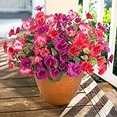 Hibiscus Artificial Flowers Plants for Outdoors Decoration, 6 Bundles Silk Hibiscus Bouquet Tropical Flowers Artificial Realistic UV Resistant Fake Flowers for Outside Planter Porch Patio Balcony, Mix