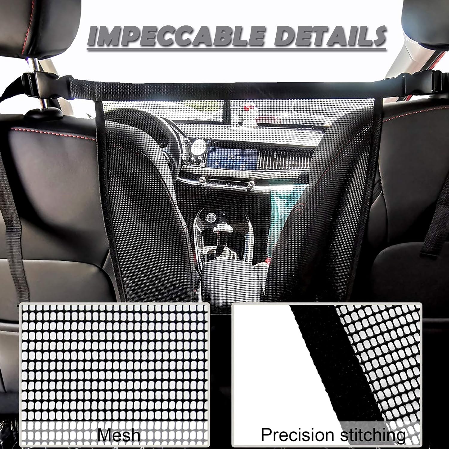 Car Dog Barrier, Dog Car Barrier Back Seat, Pet Barrier Front Seat, Dog Barrier for Car Between Seats, Dog Net with Adjustable Strap Clips, Easy to Be Installed Dog Barrier for SUV, Cars and Trucks : Pet Supplies
