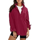 ANRABESS Sweatshirt for Women Oversized Casual Long Sleeve Side Slit Button Lapel Polo Pullover Tunic Tops 2025 Fall Outfits