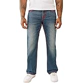 True Religion Men's Billy Super T Flap Jeans | Straight Leg Denim with Contrast Stitching