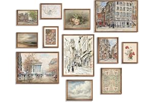 TWNSLLA Vintage Wall Art Set of 12,Vintage Pictures Wall Decor,Antique French Country Decor European Posters,Moody Cityscape Landscape Wall Art Paris Art Pictures,Vintage Art Prints Gallery Wall Art for Room Decor,Unframed
