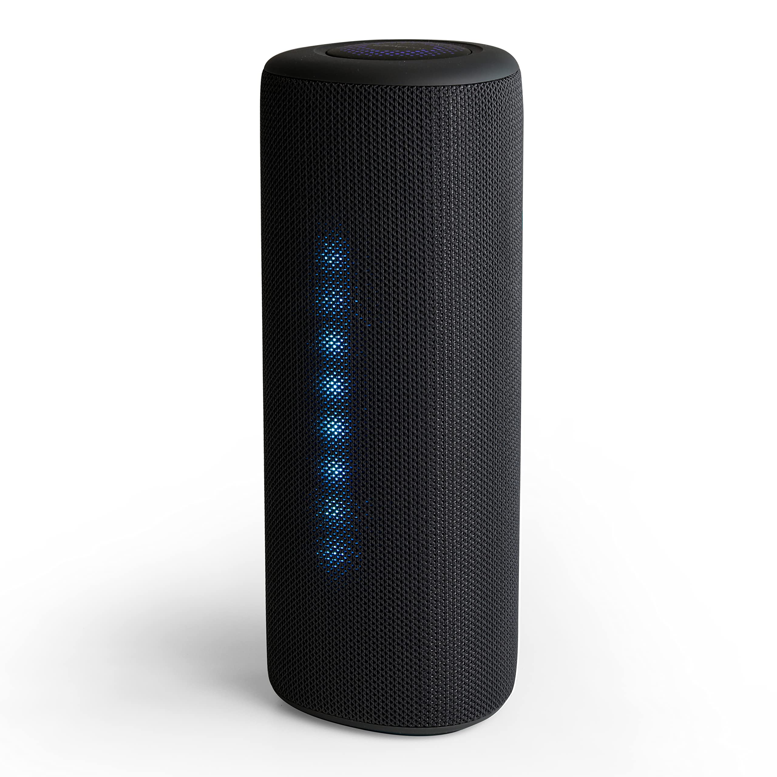 Boompods Rhythm 24 Portable Bluetooth Speaker - 24W Waterproof Wireless Party Speaker, LED Light Show with 10 Colour Modes & Music Sync, Compact Indoor/Outdoor Speaker for Travel & Home, Black