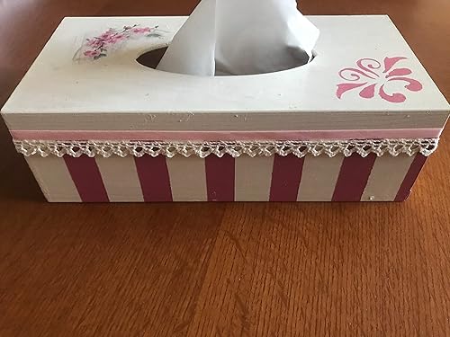 Caja de madera Pañuelos decorada a maño pieza unica: Amazon.es: Handmade