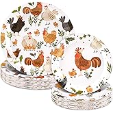 JarThenaAMCS 40Pcs Chicken Party Paper Plates 7 & 9 Inch Disposable Plates Decorative Dinner Dessert Plates for Barnyard Farm Animal Party Birthday Baby Shower