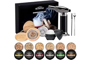KUZKUZY Cocktail Smoker Kit with Torch – 6 Flavors Wood Chips – Bourbon, Whiskey Smoker Infuser Kit, Old Fashioned Drink Smoker Kit, Birthday Bourbon Whiskey Gifts for Men, Dad, Husband (Without Butane)