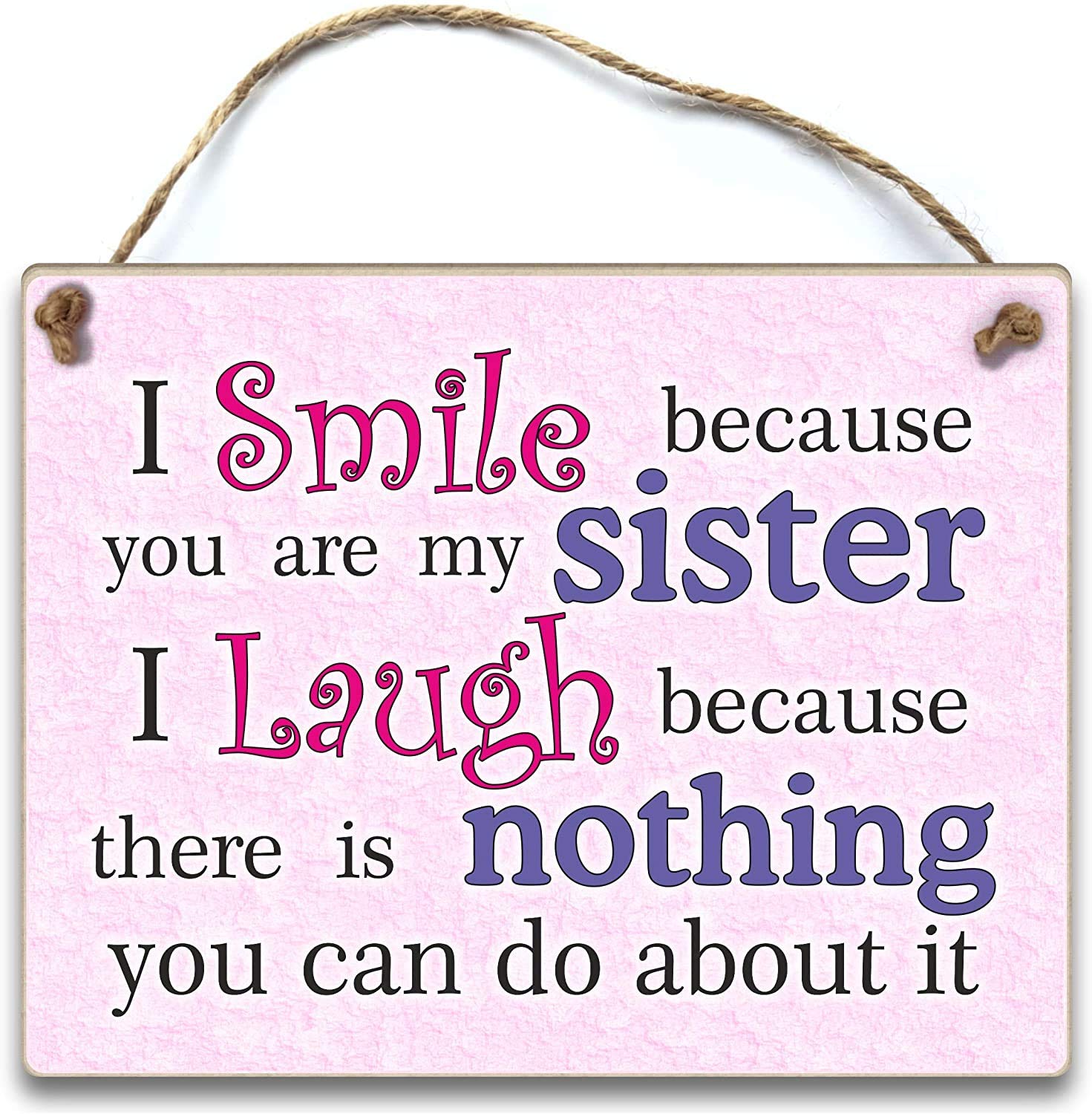 HmHome Sister Hanging Plaque I Smile Because You Are My Sister Gift Birthday Christmas