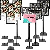 Wesiti 12 Pack Adjustable Poster Stand Holder Floor Standing Display Sign Holder for Advertising Business Menu Stand Vertical and Horizontal View Sign Displayed Black (8.5 x 11 Inch)