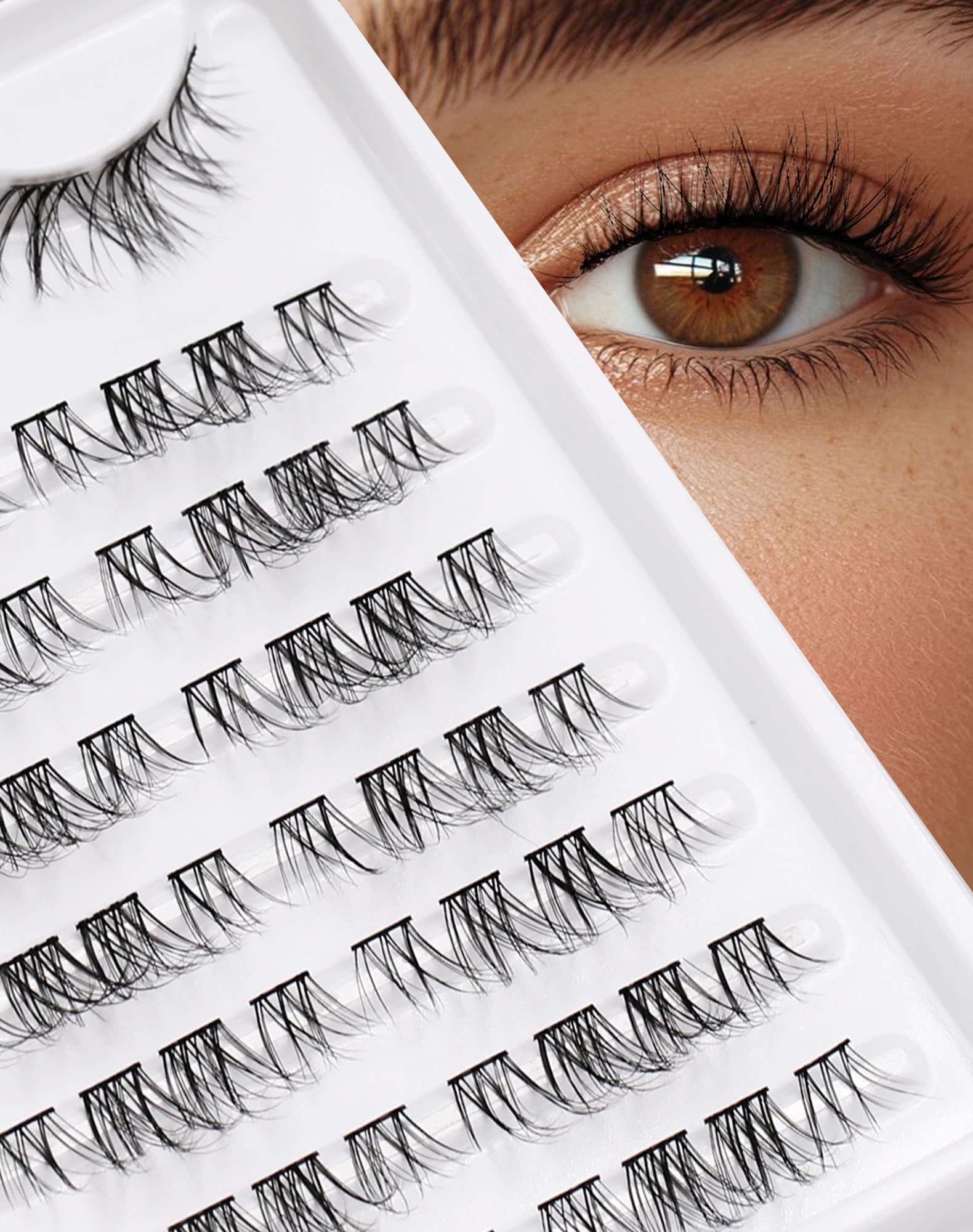Onlyall Lashes Cluster Individual Eyelashes Natural Look Extension 3D Mink Eye Lash Wispy Clusters False Eyelash Fluffy 64Pcs (8-13MM Pre-styled-8Pair) C28 — image 1