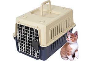 Lucky Tree 4 Size Pet Carrier Cat Carriers Kennel Crate Airline Approved Kitty Travel Cage Plastic Lightweight and Safe to Carry for Puppy Bunny Cats, 2 Color