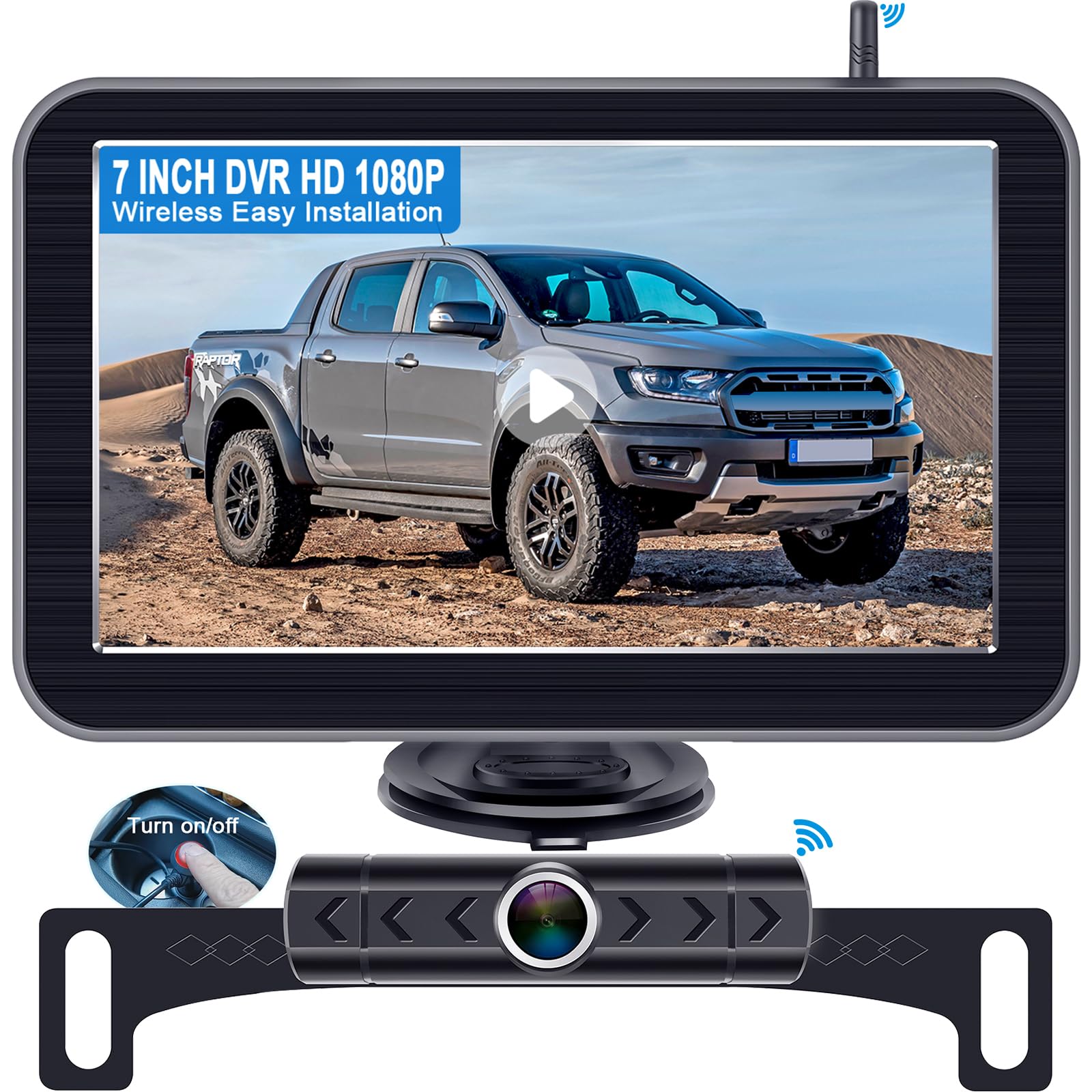 Photo 1 of Wireless Backup Camera Trucks Recording - HD 1080P with 7" DVR Monitor System for Car Pickup Camper Small RV Bluetooth Rear View Camera Stable Digital Signal 4 Channels Night Vision