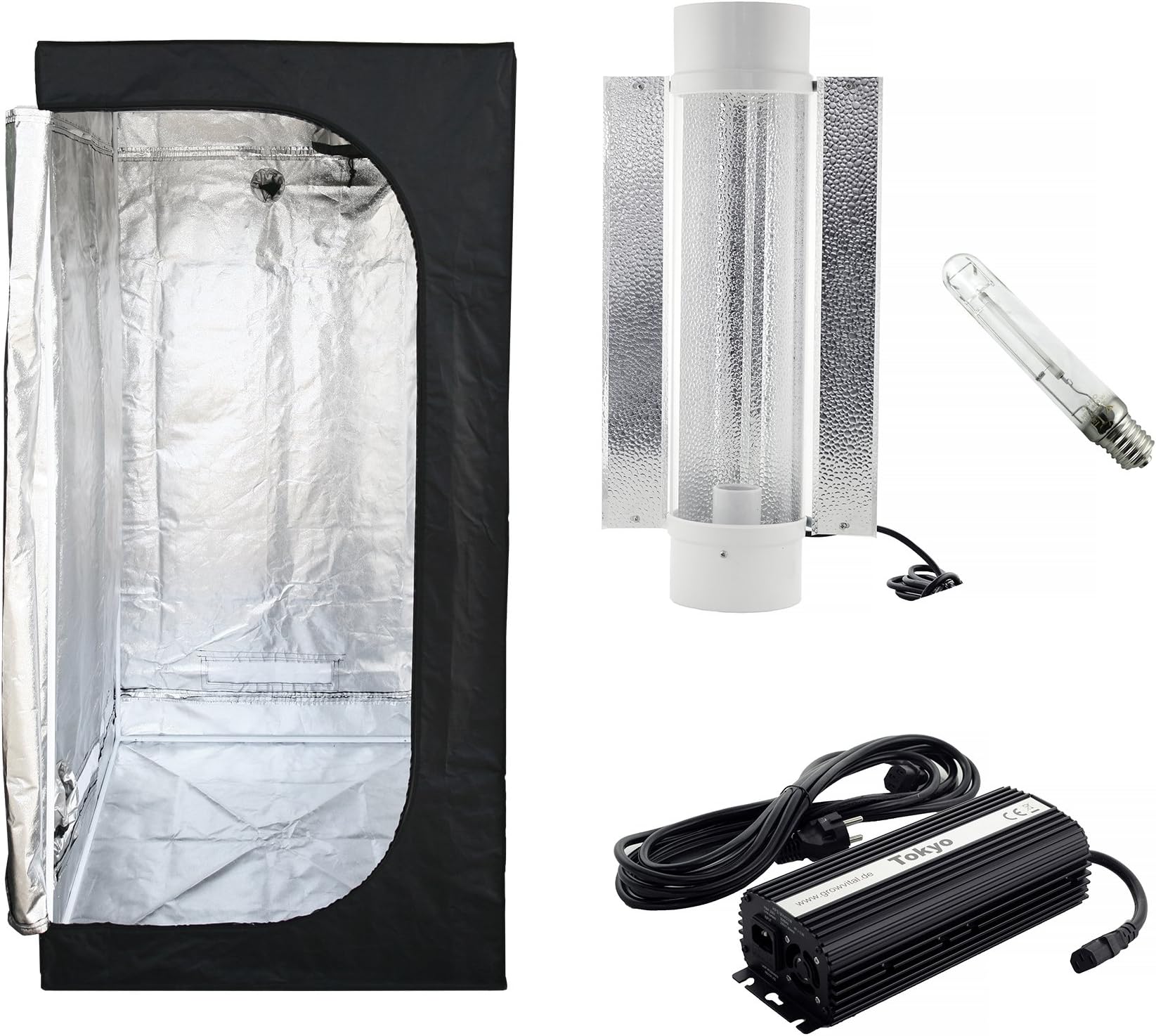 GrowVital® Tokyo 120x120x200 cm Grow Set 1000W / Ballast Dimmable HPS Bundle Grow Tent