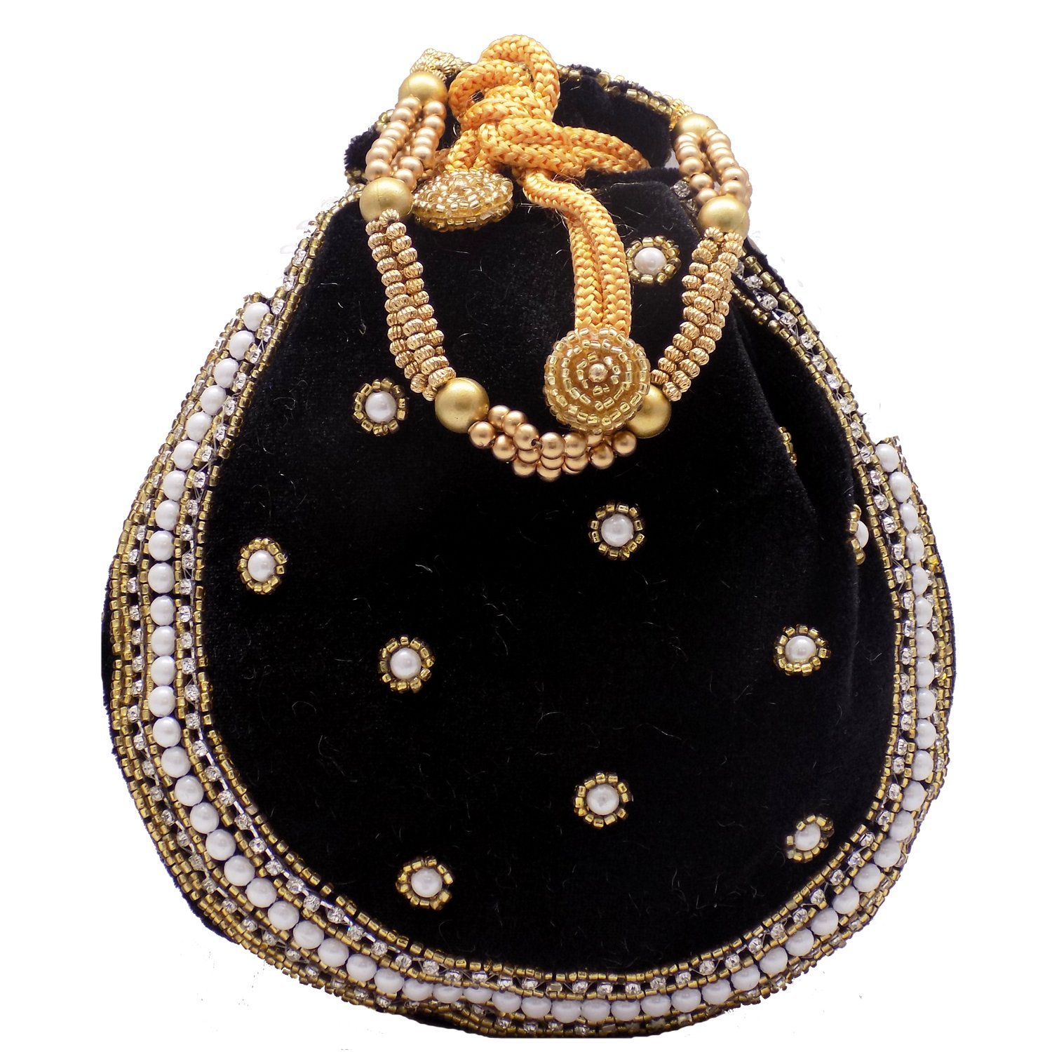 bagaholics ethnic clutch velvet potli batwa pouch bag with metal beadwork