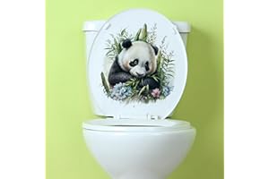 WAFT YEARN Super Cute Panda Toilet Seat Lid Cover Decals Stickers PVC Sticker Removable Self-Adhesive Restroom Decor Art Decoration (Panda 4)