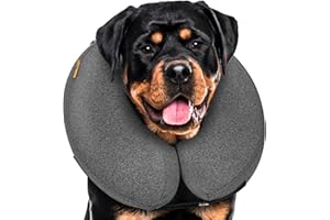 WONDAY Dog Cones for Small Medium Large Dogs, Soft Cone for Dogs After Surgery Inflatable Dog Cone Alternative Recovery Donut Collar (Grey, XL-Neck:18"-24")