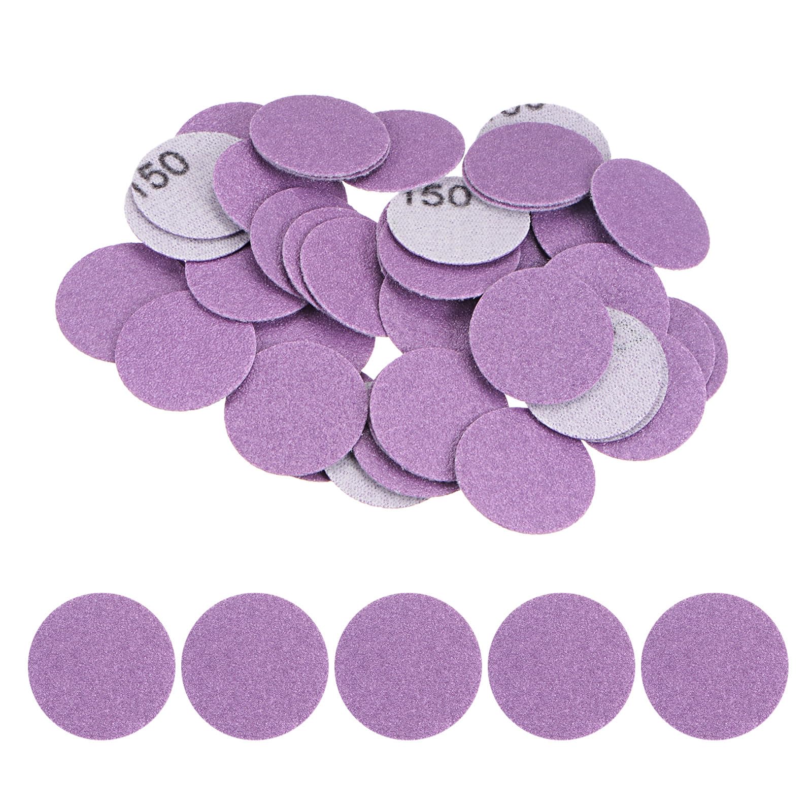 Kozelo 50pcs Premium Sanding Discs Hook and Loop - [1 Inch x 150 Grits] Purple Sandpapers Mini Size for Jewelry Wood Metal Polishing