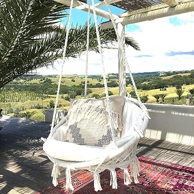 Buy Hammock Chair Macrame Swing 265 Pound Capacity Handmade Knitted Hanging Swing Chair For Indooroutdoor Home Patio Deck Yard Garden Reading Leisure Lounging Online In Kuwait B07jgpbn5n
