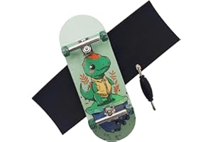 RACOFSB Pro Fingerboard 34mm Wooden Board Professional Finger Skateboard Trucks CNC Swirl Wheels (Dinosaur)