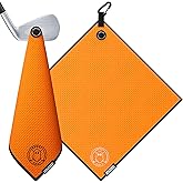 Ghost Golf Magnetic Towel (Greenside) - Premium Ultra-Absorbent Microfiber Golf Towel with Magnet for Golf Carts or Clubs - 18" x 18" Golfing Gear - Waffle Weave Pattern (Orange)