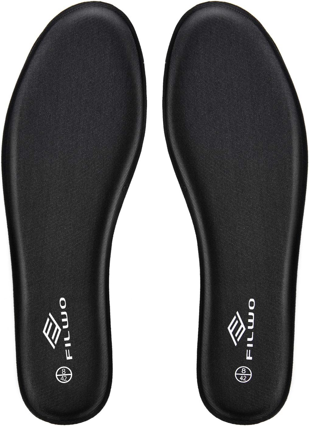 FILWO Memory Foam Insoles Men Comfy Soles Replacement, Walking Boot Insoles Inserts Sports Running Shoes Trainers Sneakers Working Shoes, Comfort Insoles Women Cushion Soles 1Pair (Black, MUS8.5=EU42)