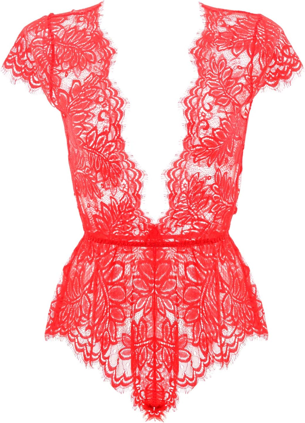 YosbuTi Women's Chemises & Negligees Lingerie V Neck Lace Babydoll Bodysuit S-XXL